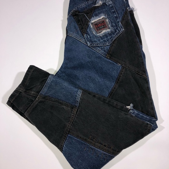 VTG UNION MADE DENIM 2 PIECE PATCHWORK GOTH CYBER - Picture 6 of 8